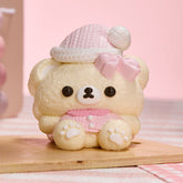 SqueezeSquad Taba Deluxe Premium Silicone Squishy Fidget Toy - Pink Hatted Bear Simple Exclusive